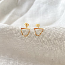 Load image into Gallery viewer, Gold Chain Drop Stud Earrings