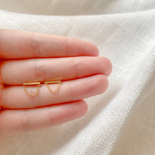 Load image into Gallery viewer, Gold Chain Drop Stud Earrings