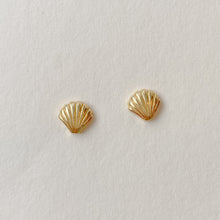 Load image into Gallery viewer, Mini Gold Seashell Studs