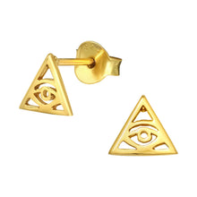Load image into Gallery viewer, Mini Gold Evil Eye Studs
