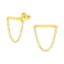 Load image into Gallery viewer, Gold Chain Drop Stud Earrings