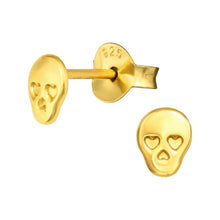 Load image into Gallery viewer, Mini Gold Skull Stud Earrings