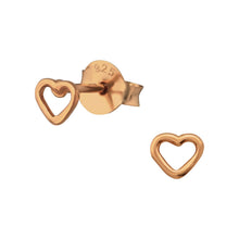 Load image into Gallery viewer, Tiny Rose Gold Heart Studs
