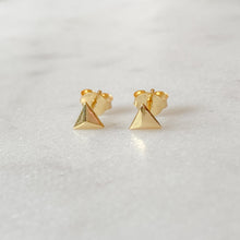 Load image into Gallery viewer, Mini triangle gold stud earrings
