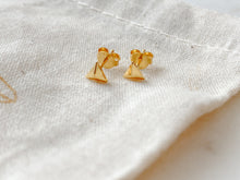 Load image into Gallery viewer, Mini triangle gold stud earrings
