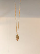 Load image into Gallery viewer, Gold mini skull necklace

