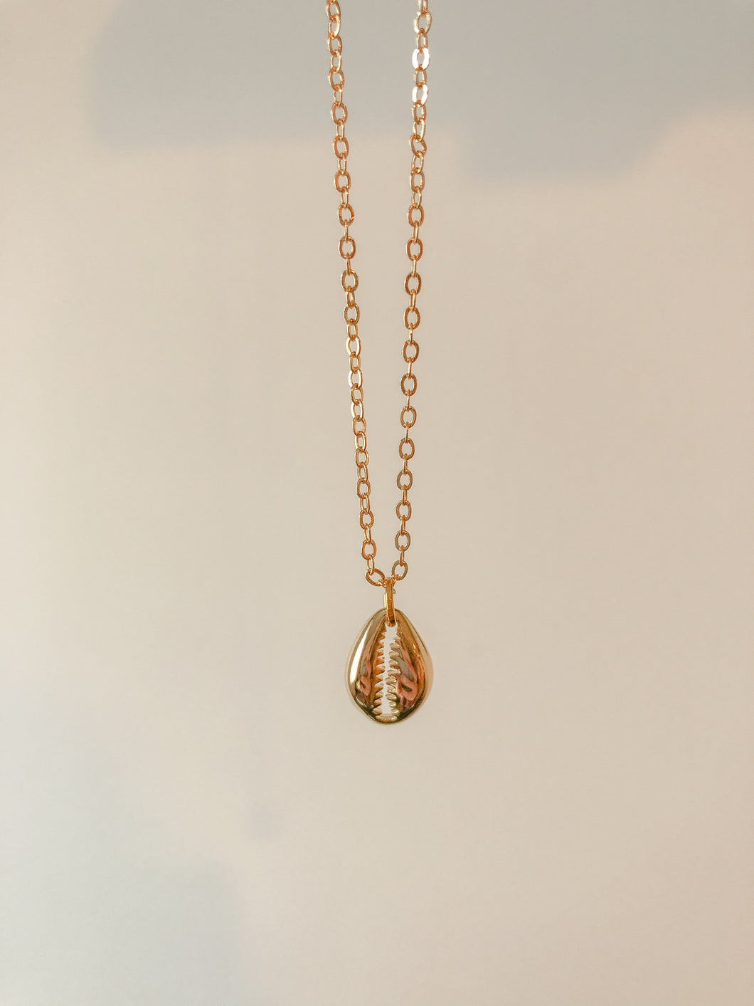 Gold cowrie sea shell necklace