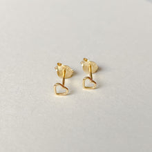 Load image into Gallery viewer, Teeny tiny gold heart studs
