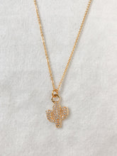 Load image into Gallery viewer, Gold cactus pave charm necklace
