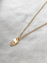Load image into Gallery viewer, Gold mini skull necklace
