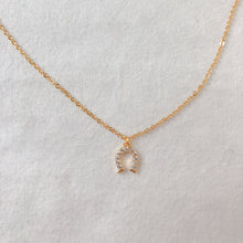 Load image into Gallery viewer, Mini gold pave horseshoe necklace
