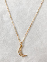 Load image into Gallery viewer, Pave moon charm necklace
