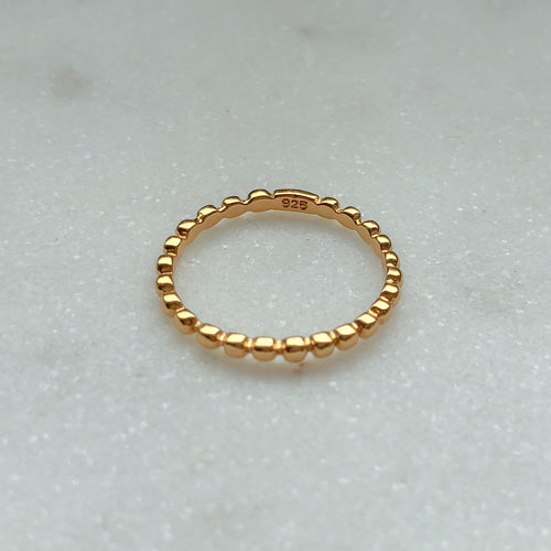 Gold droplet ring. 925 Sterling Silver, Gold Plated + E-coating.