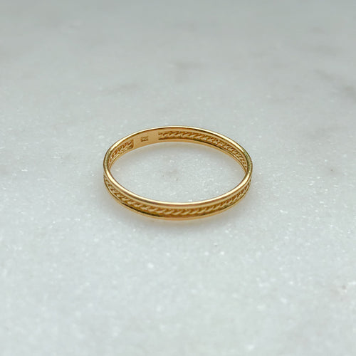 Rope ring in 925 Sterling Silver. Gold Plated + E-coating.