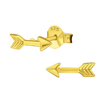 Load image into Gallery viewer, Mini gold arrow stud earrings
