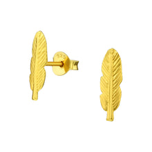 Load image into Gallery viewer, Gold feather stud earrings
