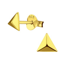 Load image into Gallery viewer, Mini triangle gold stud earrings
