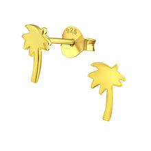 Load image into Gallery viewer, Mini palm tree gold stud earrings
