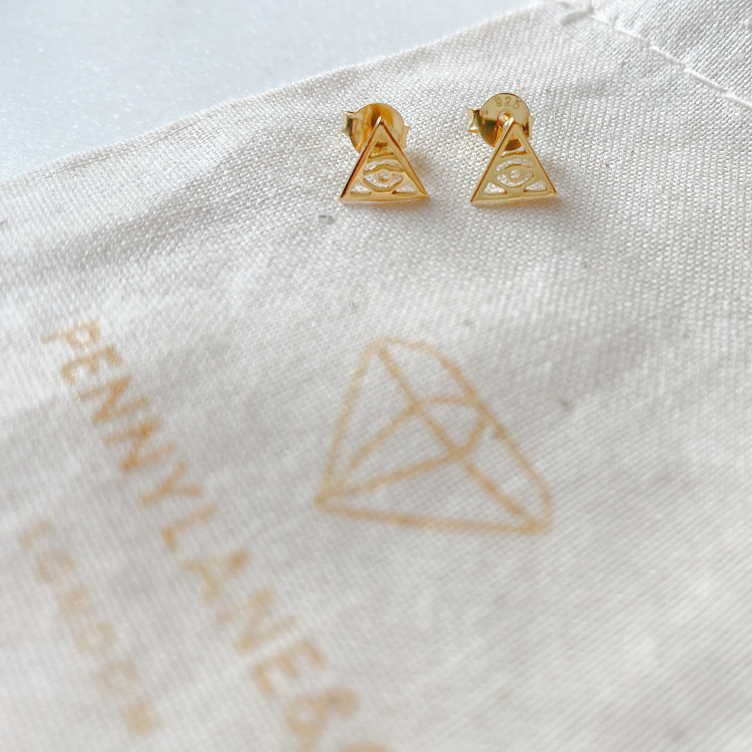 Mini evil eye gold stud earrings