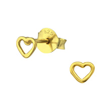 Load image into Gallery viewer, Teeny tiny gold heart studs
